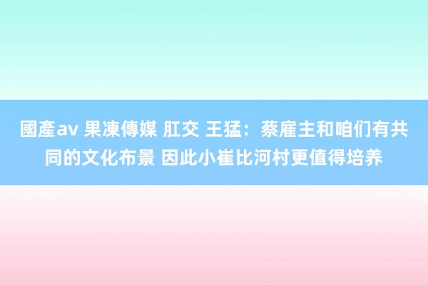 國產av 果凍傳媒 肛交 王猛：蔡雇主和咱们有共同的文化布景 因此小崔比河村更值得培养