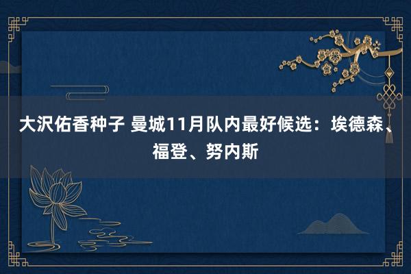 大沢佑香种子 曼城11月队内最好候选：埃德森、福登、努内斯