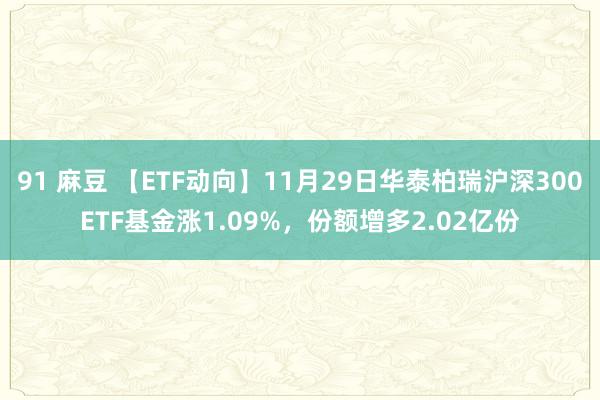 91 麻豆 【ETF动向】11月29日华泰柏瑞沪深300ETF基金涨1.09%，份额增多2.02亿份
