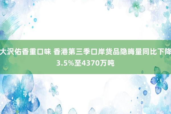 大沢佑香重口味 香港第三季口岸货品隐晦量同比下降3.5%至4370万吨