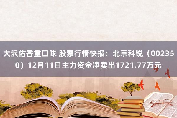 大沢佑香重口味 股票行情快报：北京科锐（002350）12月11日主力资金净卖出1721.77万元