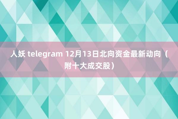 人妖 telegram 12月13日北向资金最新动向（附十大成交股）