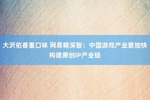 大沢佑香重口味 网易精深智：中国游戏产业要加快构建原创IP产业链
