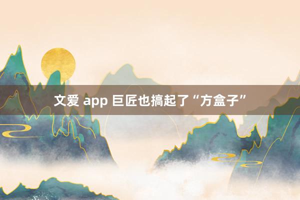 文爱 app 巨匠也搞起了“方盒子”