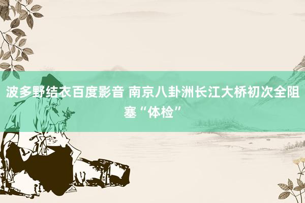 波多野结衣百度影音 南京八卦洲长江大桥初次全阻塞“体检”