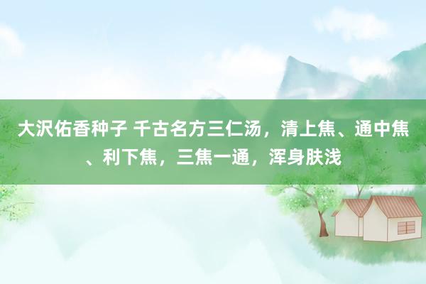 大沢佑香种子 千古名方三仁汤，清上焦、通中焦、利下焦，三焦一通，浑身肤浅