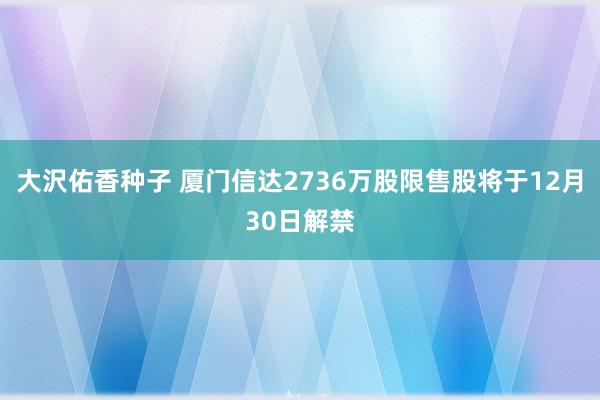 大沢佑香种子 厦门信达2736万股限售股将于12月30日解禁