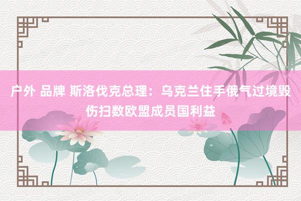 户外 品牌 斯洛伐克总理：乌克兰住手俄气过境毁伤扫数欧盟成员国利益