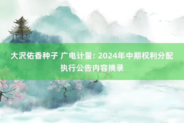 大沢佑香种子 广电计量: 2024年中期权利分配执行公告内容摘录