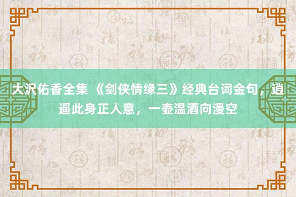 大沢佑香全集 《剑侠情缘三》经典台词金句，逍遥此身正人意，一壶温酒向漫空