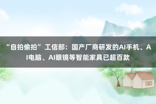 “自拍偷拍” 工信部：国产厂商研发的AI手机、AI电脑、AI眼镜等智能家具已超百款